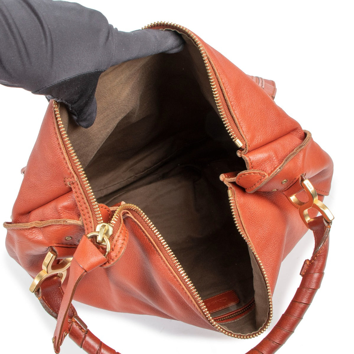 Chloé Orange Leather Marcie Hobo Bag