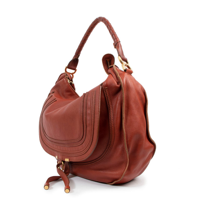 Chloé Oranje Leren Marcie Hobo Tas