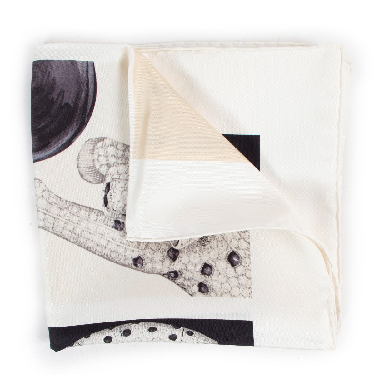 Cartier Black White Diamond Jeweled Panthère Silk Scarf