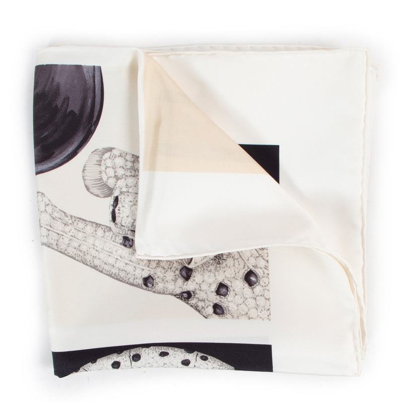 Cartier Black White Diamond Jeweled Panthère Silk Scarf