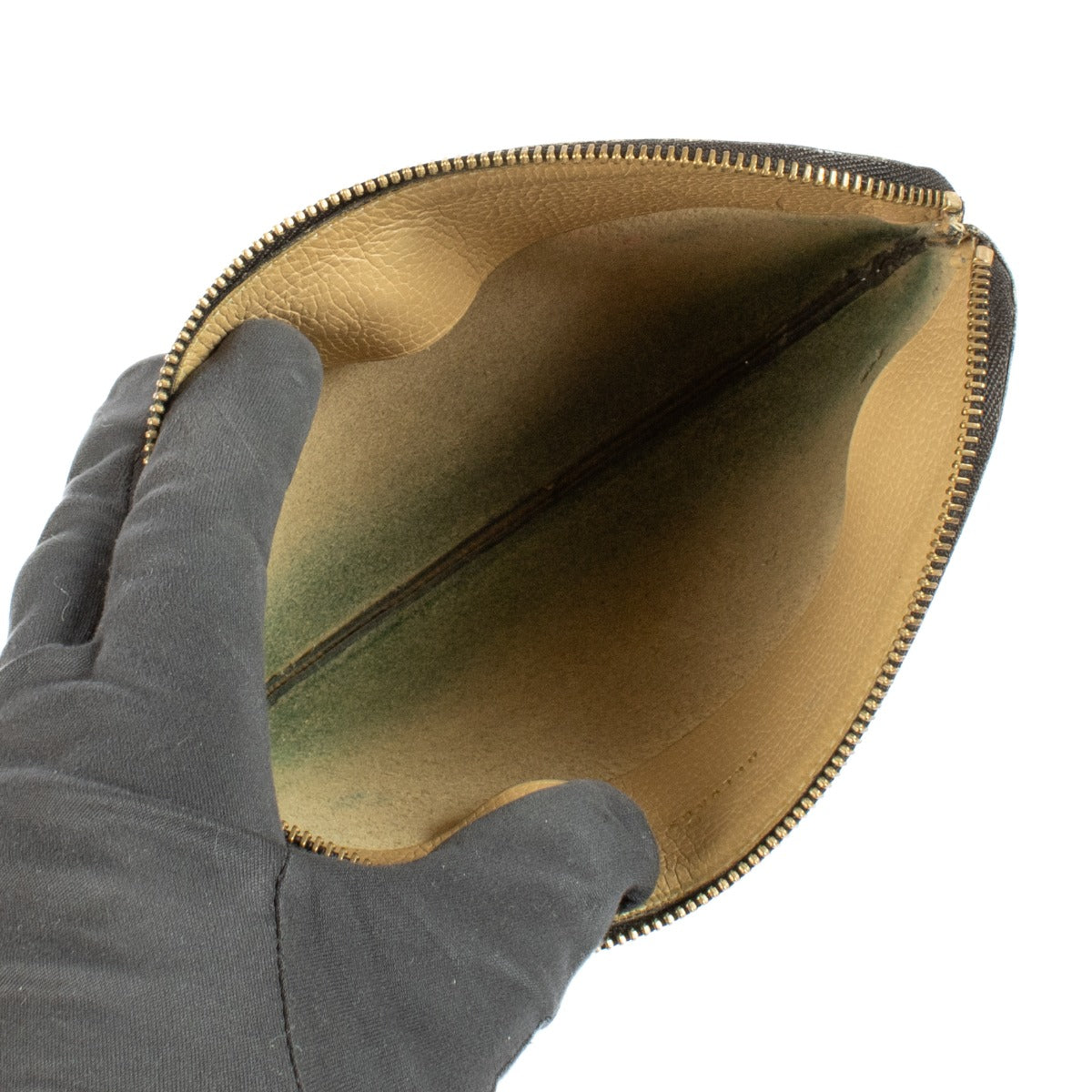 Delvaux Beige Leather Zipped Pouch