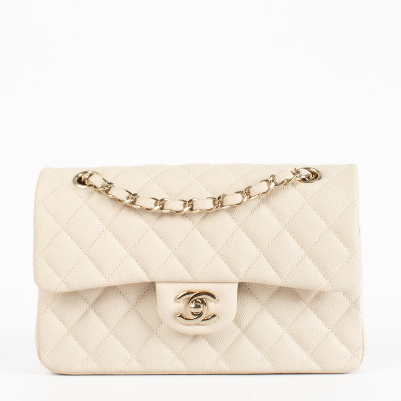 Authentic Second Hand Chanel Cream Caviar Small Classic Flap bag on Labellov.com