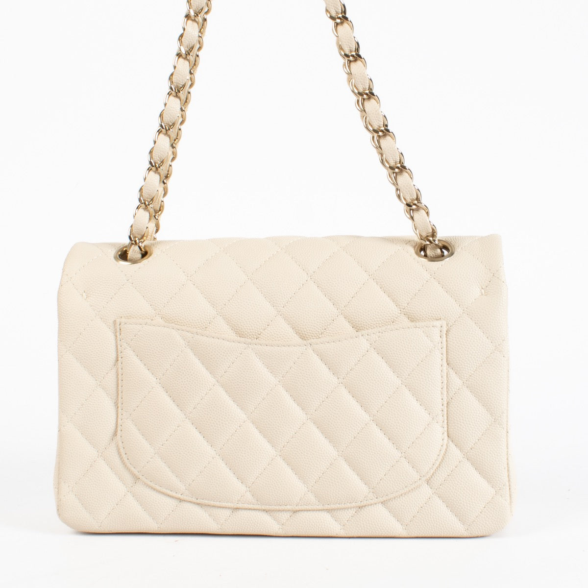 Authentic Second Hand Chanel Cream Caviar Small Classic Flap bag on Labellov.com