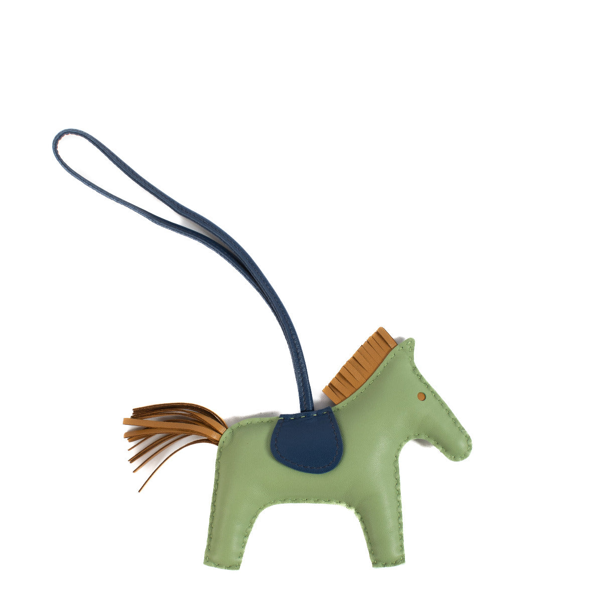 Hermès Vert Criquet/Sesame/Bleu de Malte Rodeo MM Charm