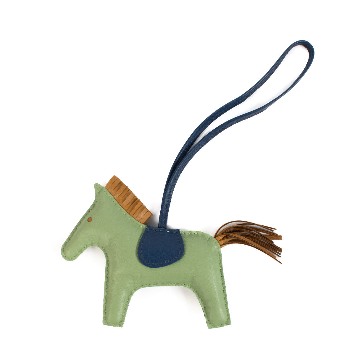 Hermès Vert Criquet/Sesame/Bleu de Malte Rodeo MM Charm