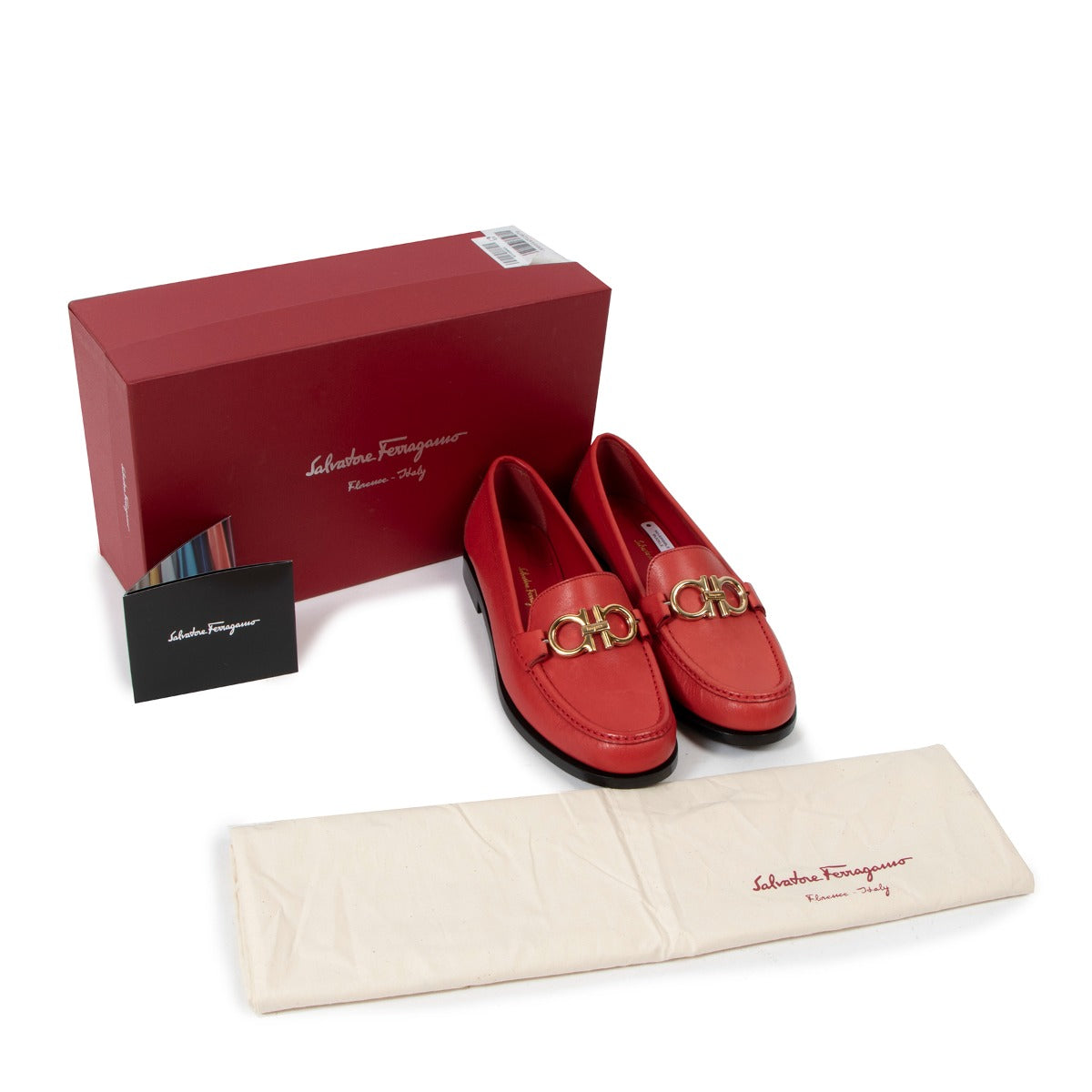 Salvatore Ferragamo Rolo Red Lipstick Calfskin Loafer