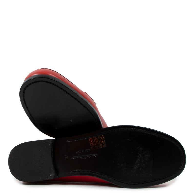 Salvatore Ferragamo Rolo Rode Lippenstift Kalfsleer Instappers - Maat 37