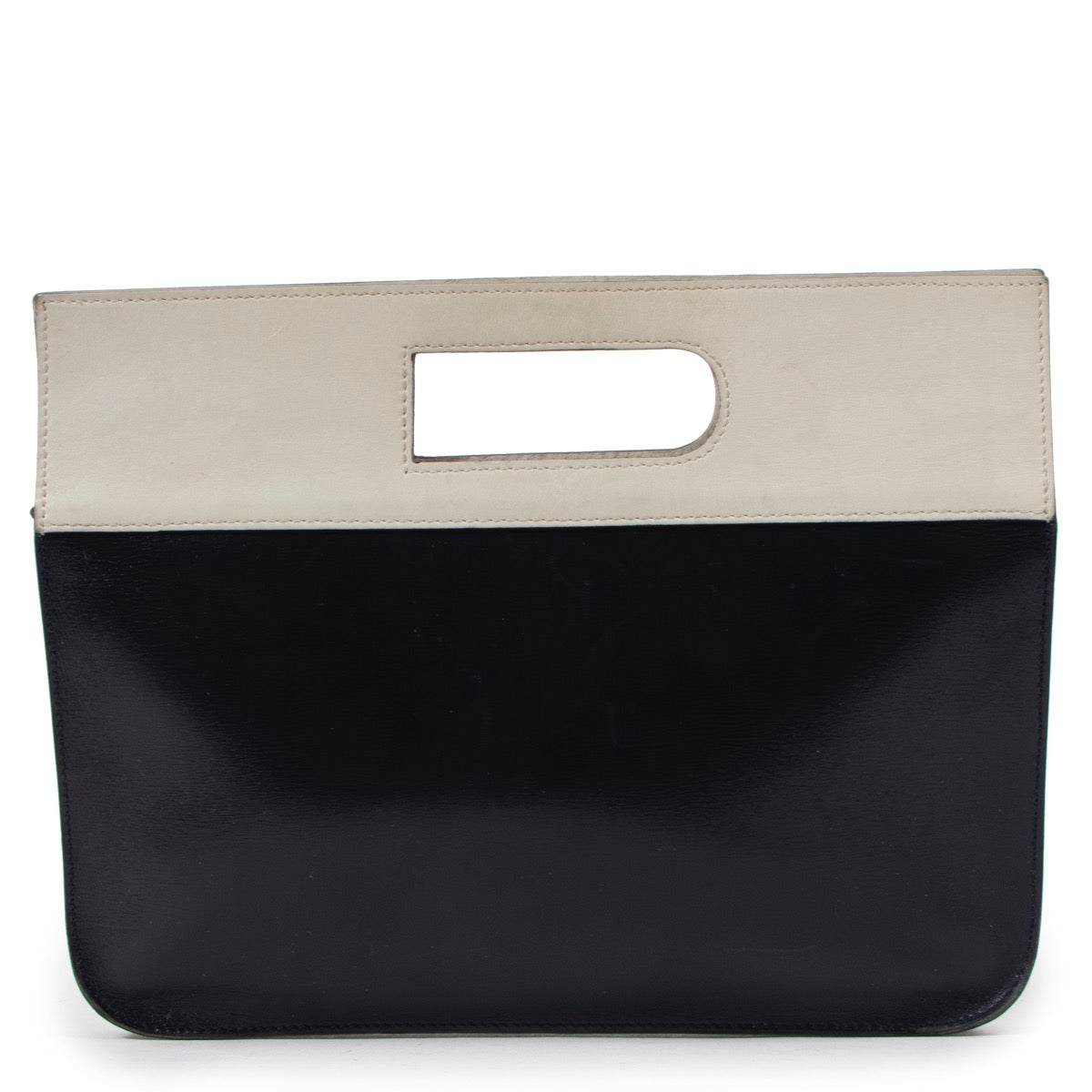 Buy an authentic second hand Delvaux Navy Blue/ White Leather Top Handle in good condition at Labellov