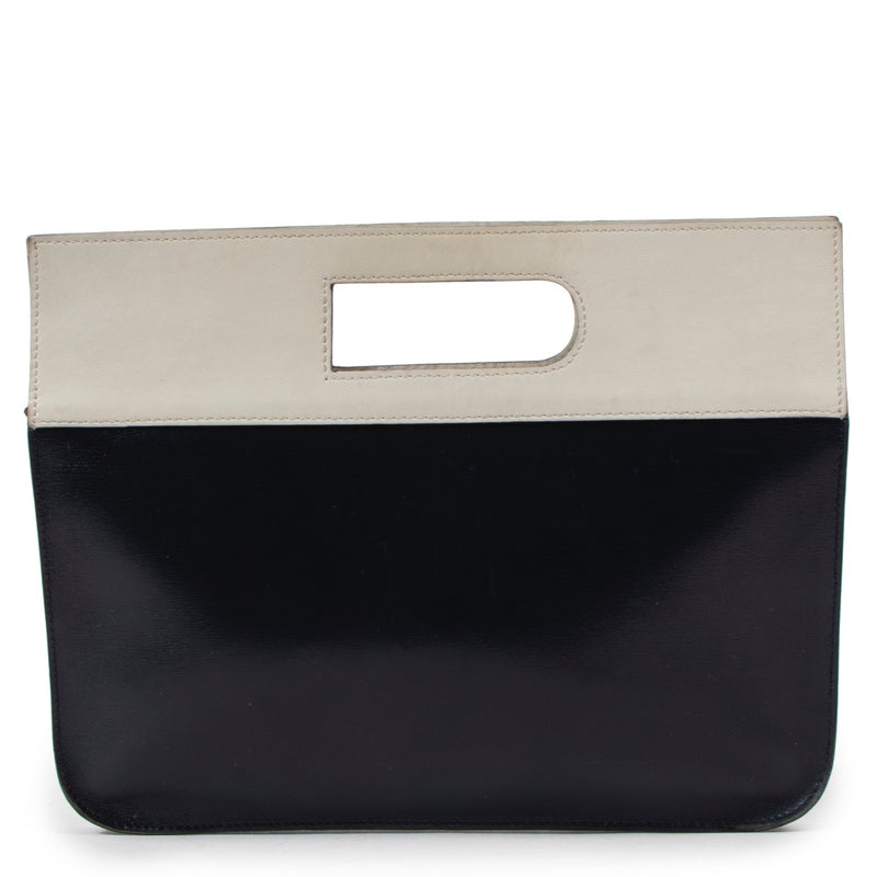 Buy an authentic second hand Delvaux Navy Blue/ White Leather Top Handle in good condition at Labellov