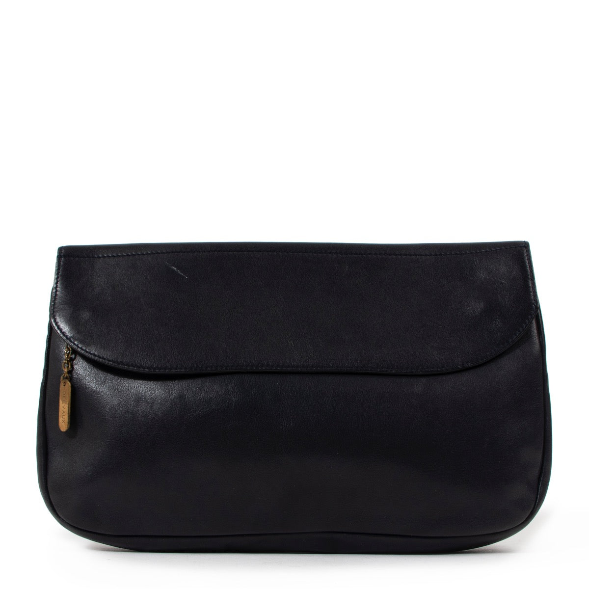 Buy an authentic second hand Delvaux Navy Blue Leather Fold-Over Clutch in very good condition at Labellov
