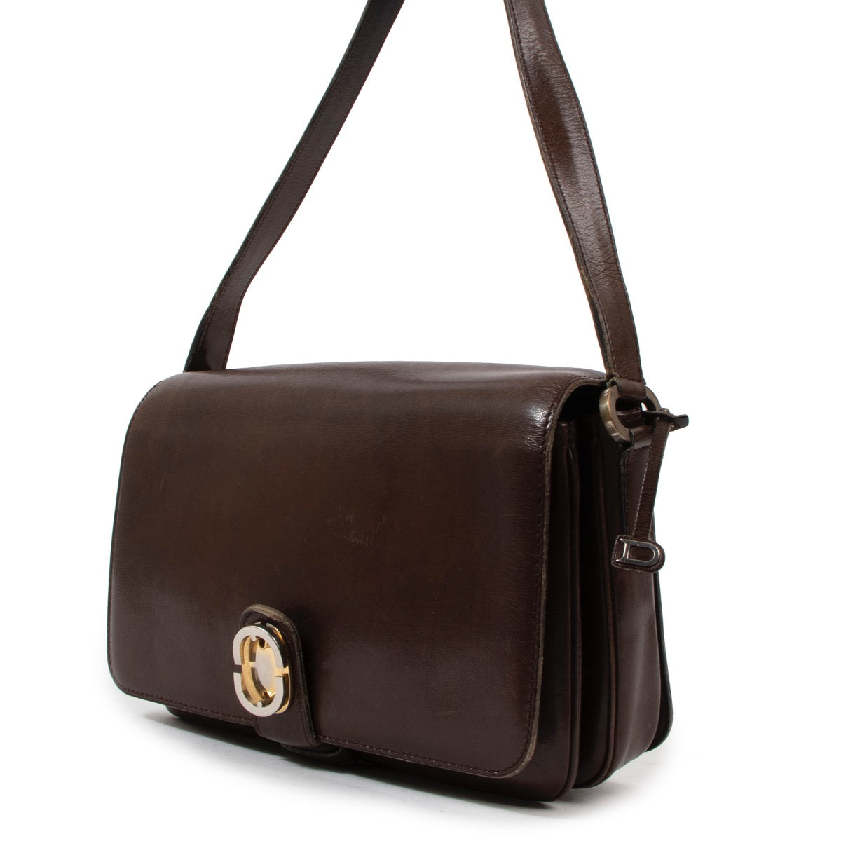 Buy an authentic second hand Delvaux Vintage Brown Leather Shoulder Bag in good preloved condition at Labellov