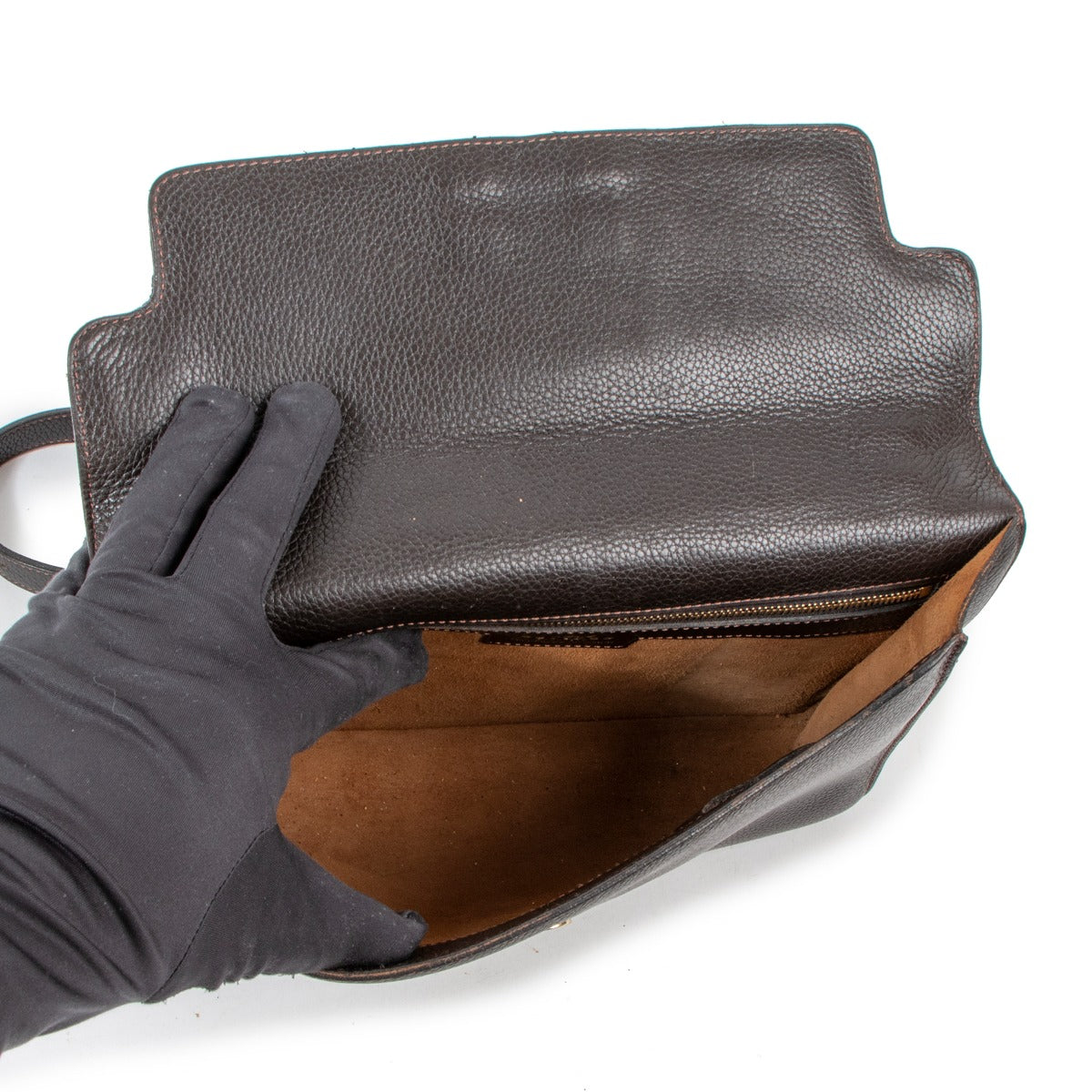 Sac bandoulière Delvaux en cuir marron vintage