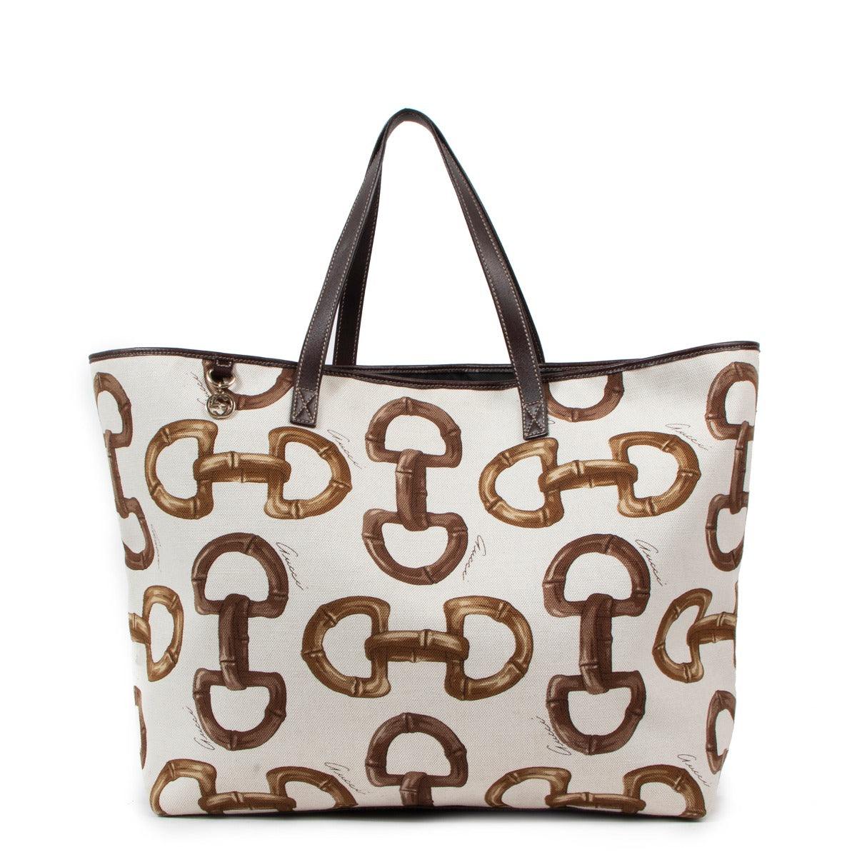 Gucci Horsebit Canvas Large Shopping Tote Bag