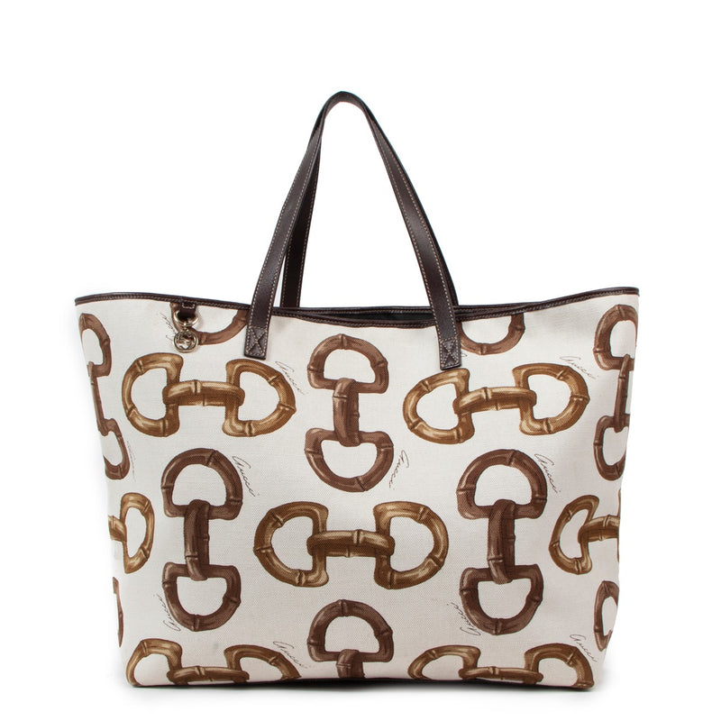 Gucci Horsebit Canvas Large Shopping Tote Bag