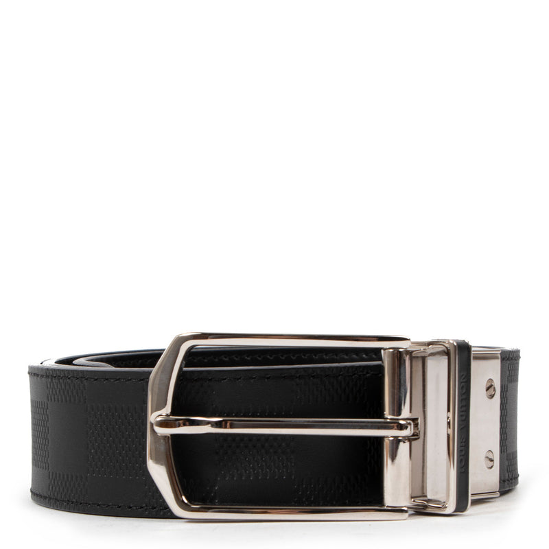 Louis Vuitton Black Damier Reversible Leather Belt - size 100 for the best price at Labellov