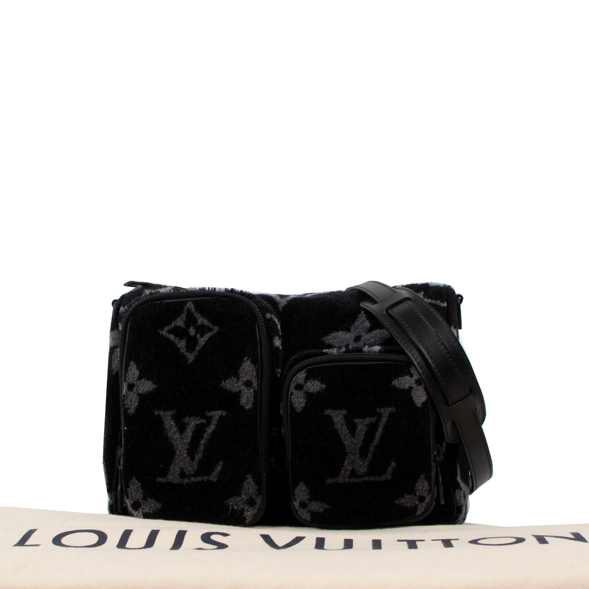 Louis Vuitton Black & Gray Monogram Eclipse Tuffetage Multi-Pocket Speedy Crossbody Bag