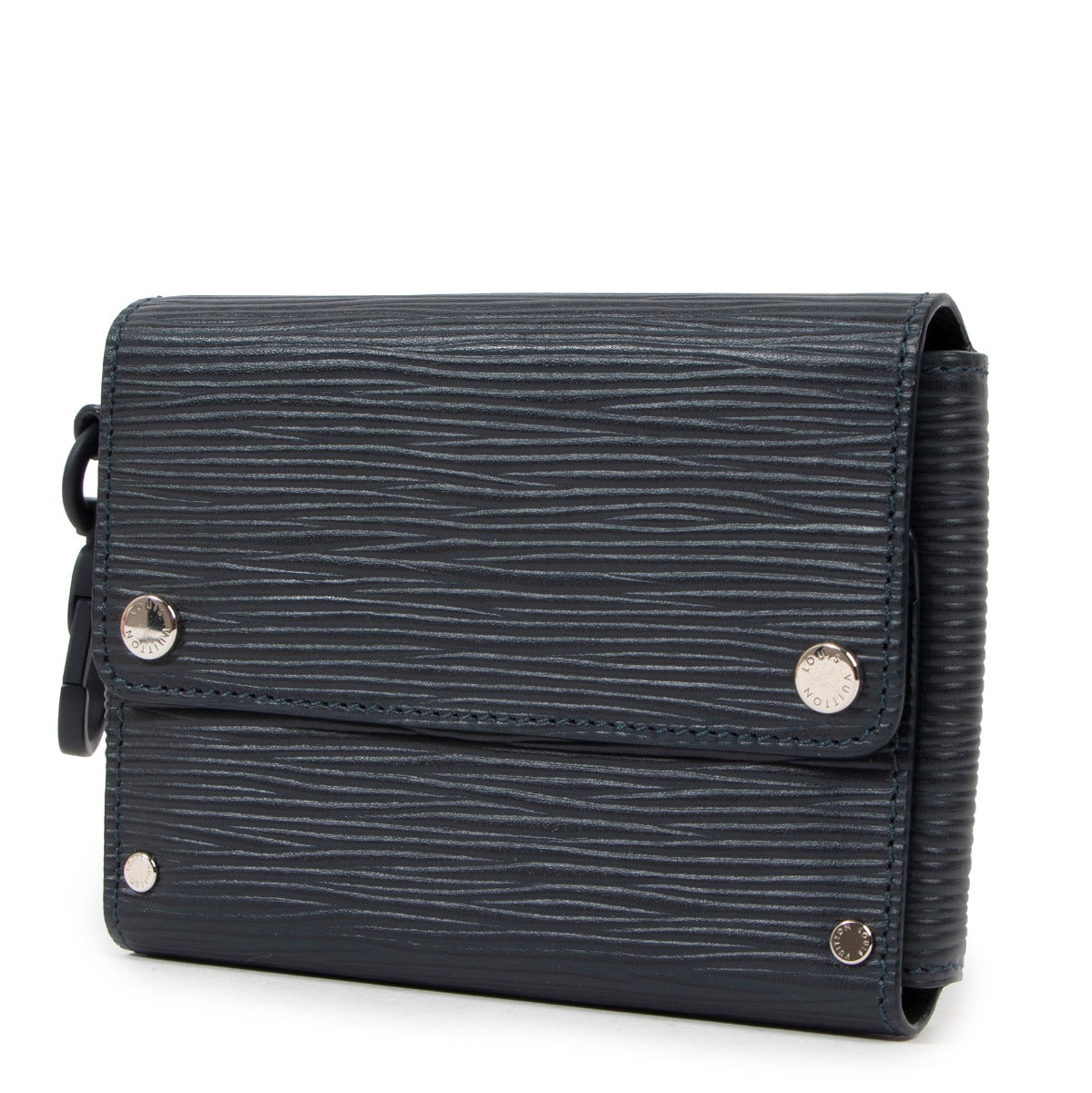 Portefeuille compact Louis Vuitton Modulable en cuir Épi bleu pétrole