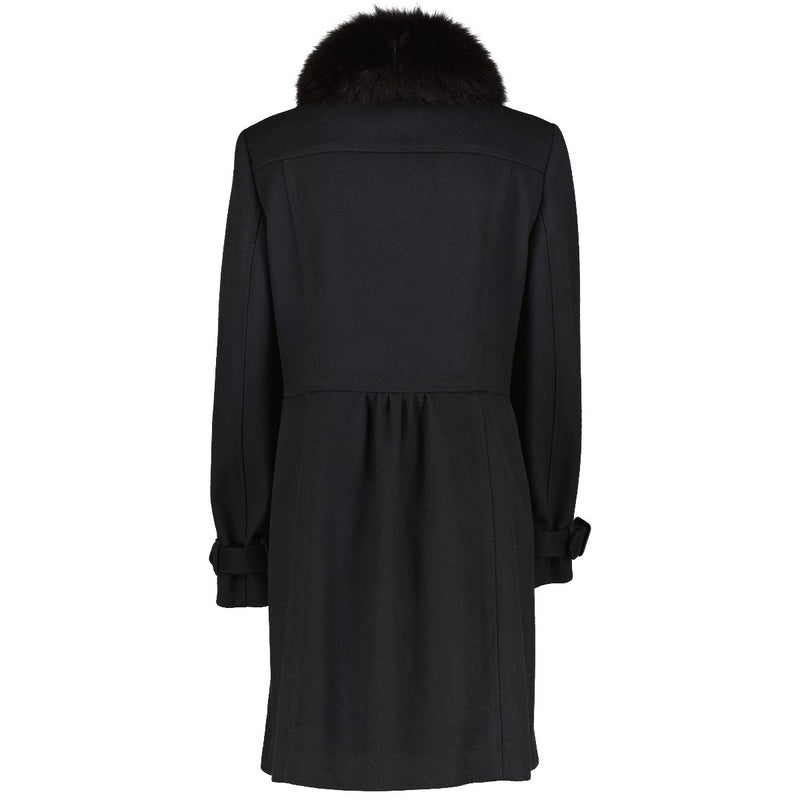 Burberry London Fox Fur Collar Wool Cashmere Coat