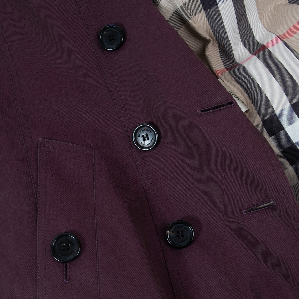 Burberry Mid-length Burgundy Trench Coat - Size FR36
