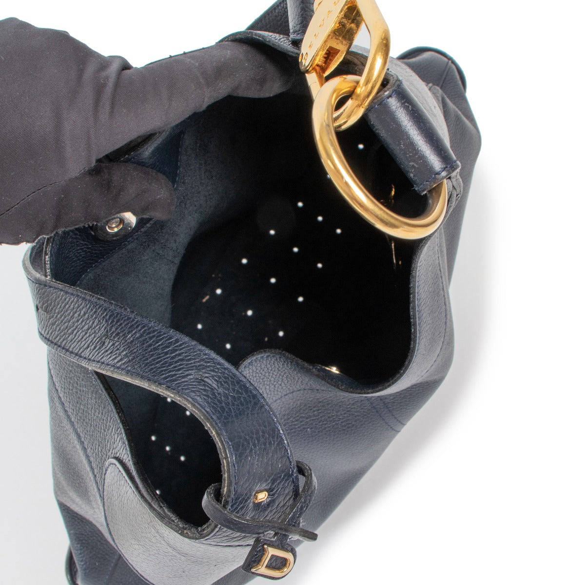 Delvaux Satan Marine Blue Trotteur Shoulder Bag