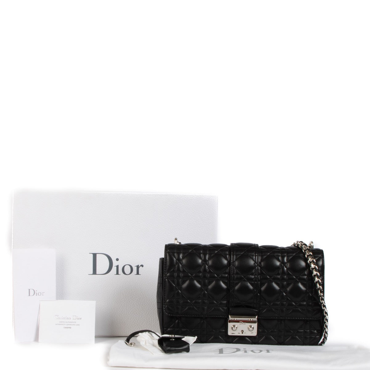 Shop 100% authentic second-hand Dior Black Cannage Miss Dior Medium Flap Bag on Labellov.com