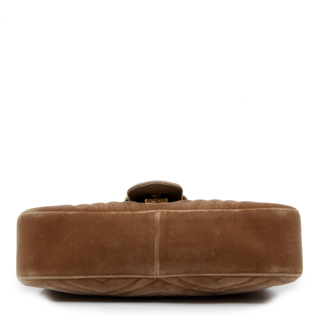 Sac Gucci GG Marmont moyen en velours matelassé beige foncé