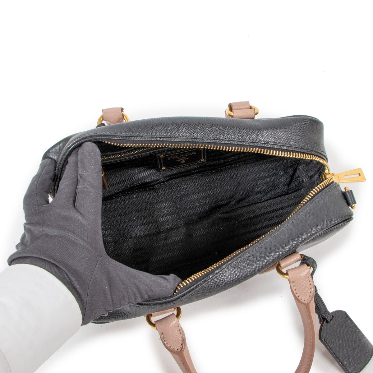 Prada Black Saffiano Leather Boston Bag