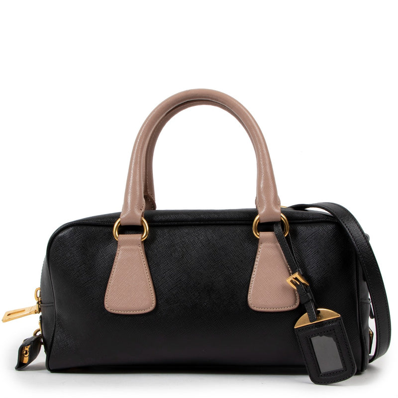 Prada Black Saffiano Leather Boston Bag