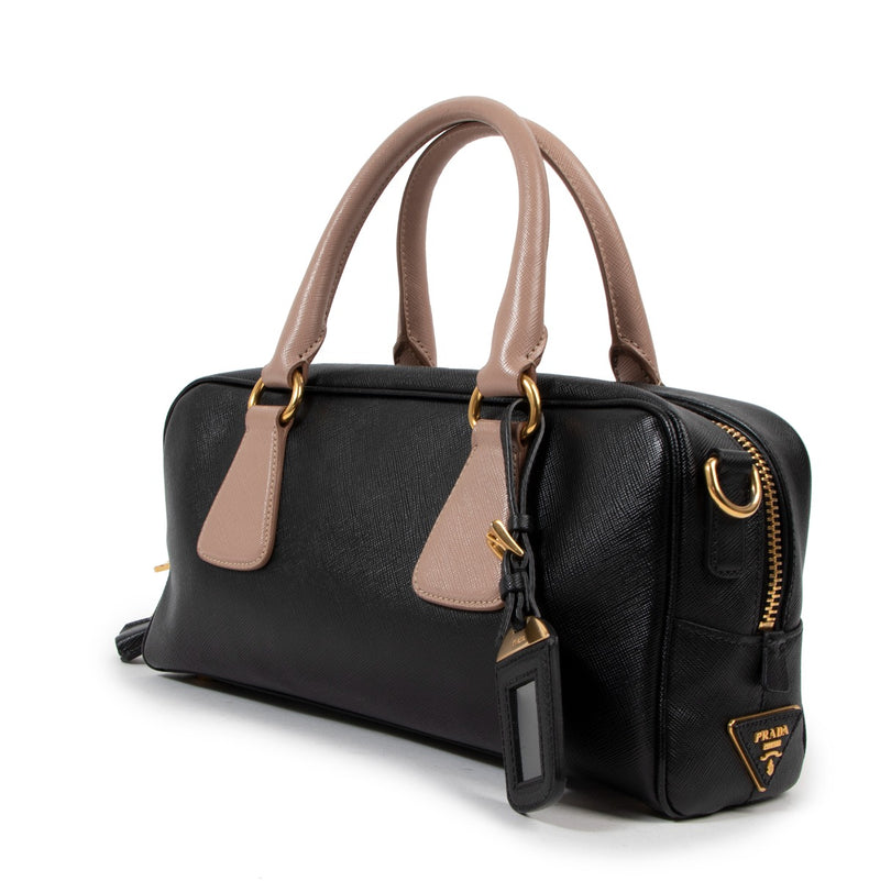 Prada Black Saffiano Leather Boston Bag