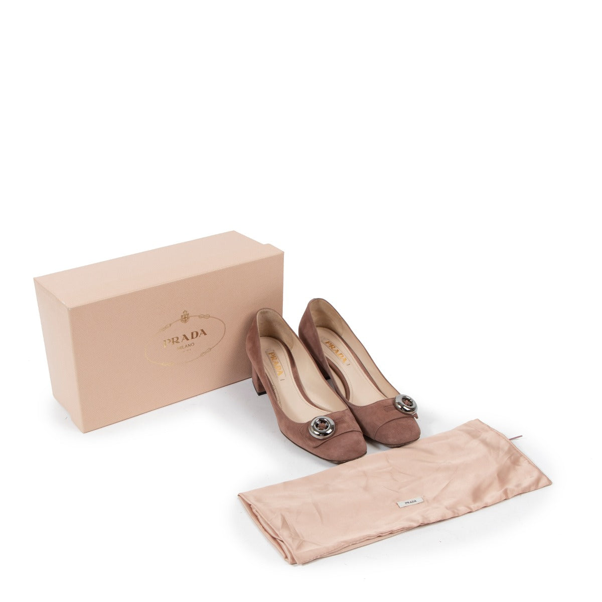 Prada Rose Camoscio Easy Suede Heels