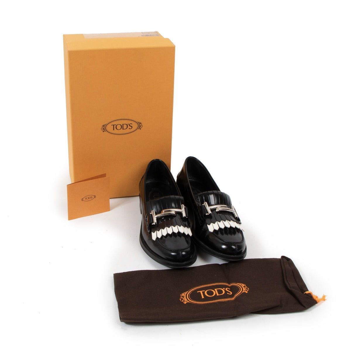 Tods Black Fringed Leather Loafers