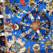 Shop safe online at labellov in Antwerp this 100% authentic second hand Hermès Blue Silk Kachinas Scarf