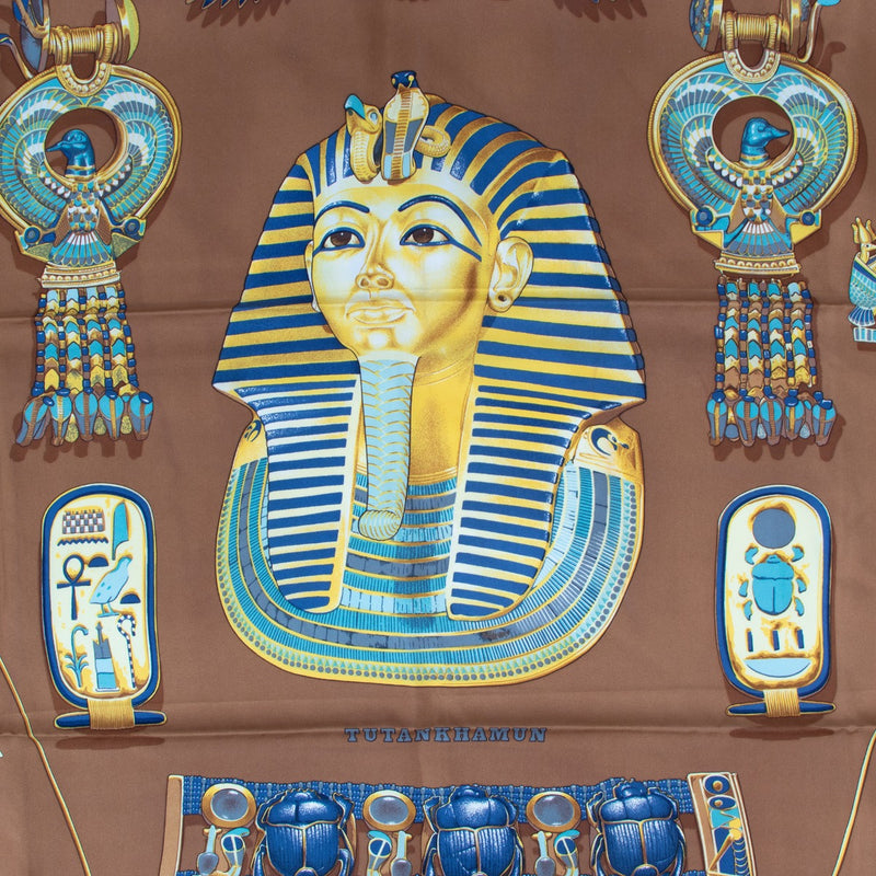 Hermès Brown Tutankhamun Silk Scarf