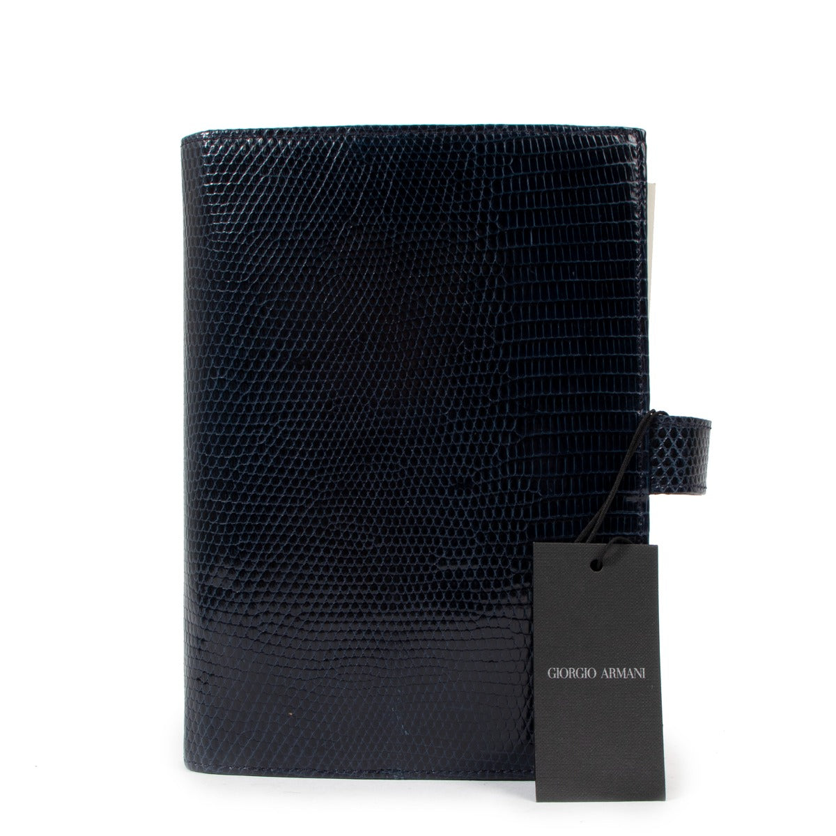 Couverture d'agenda Giorgio Armani en lézard bleu marine