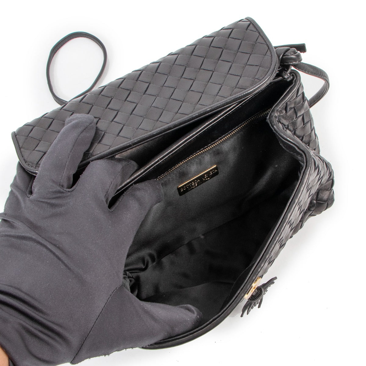 Sac bandoulière Bottega Veneta vintage noir Intrecciato à pampilles