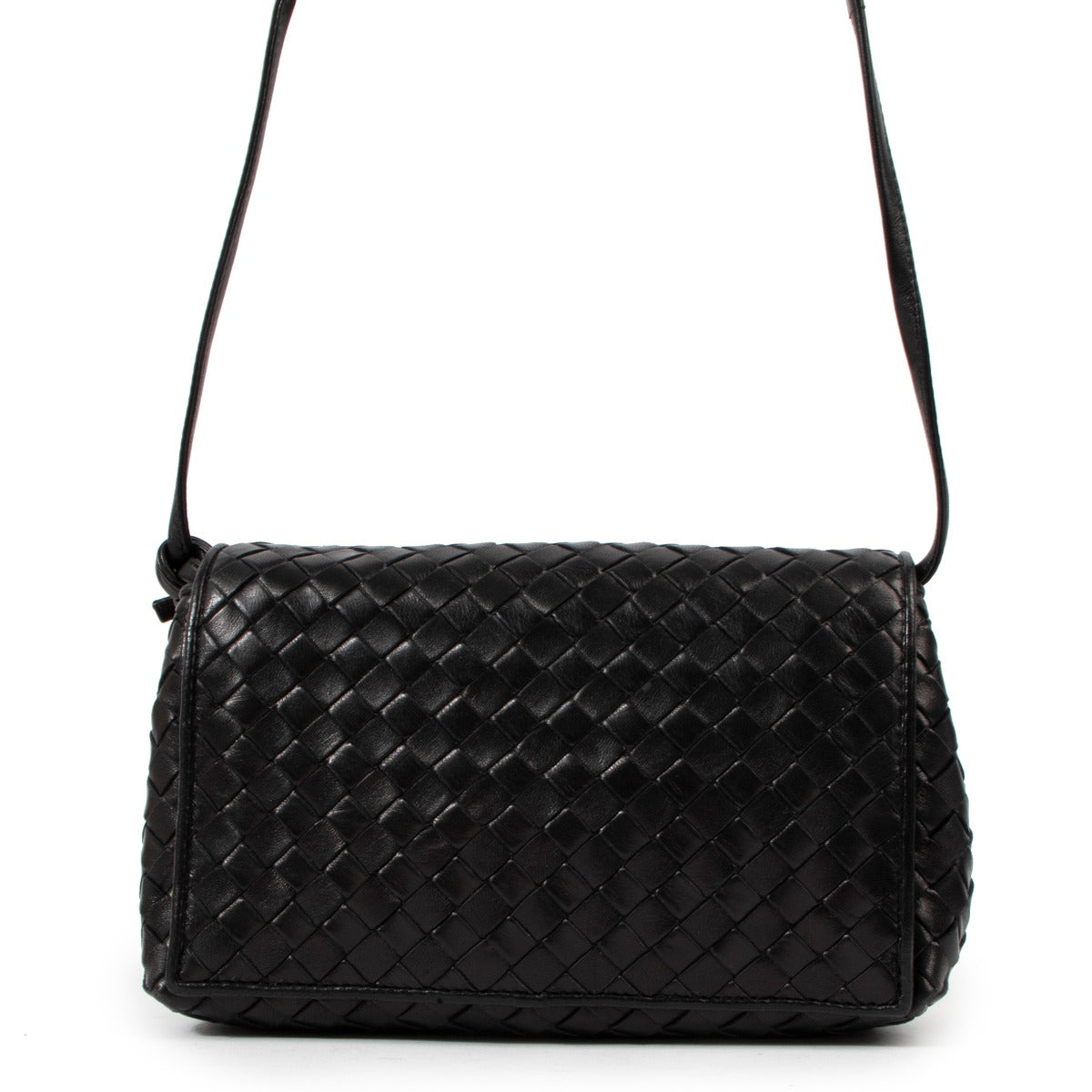 Sac bandoulière Bottega Veneta vintage noir Intrecciato à pampilles