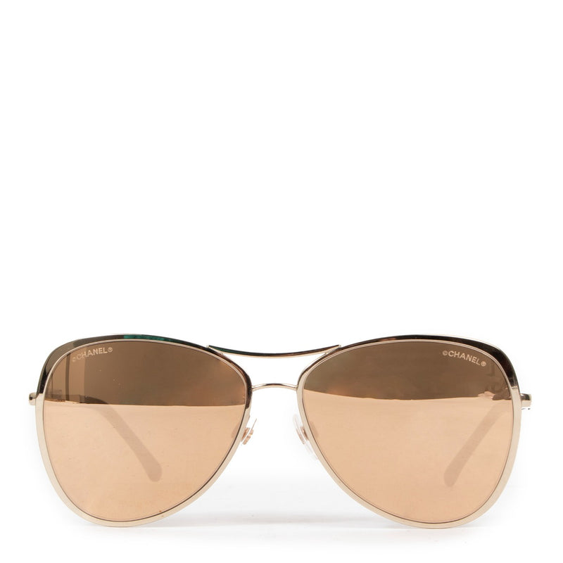 Chanel 4223 Gold Mirrored Pilot Summer Sunglasses