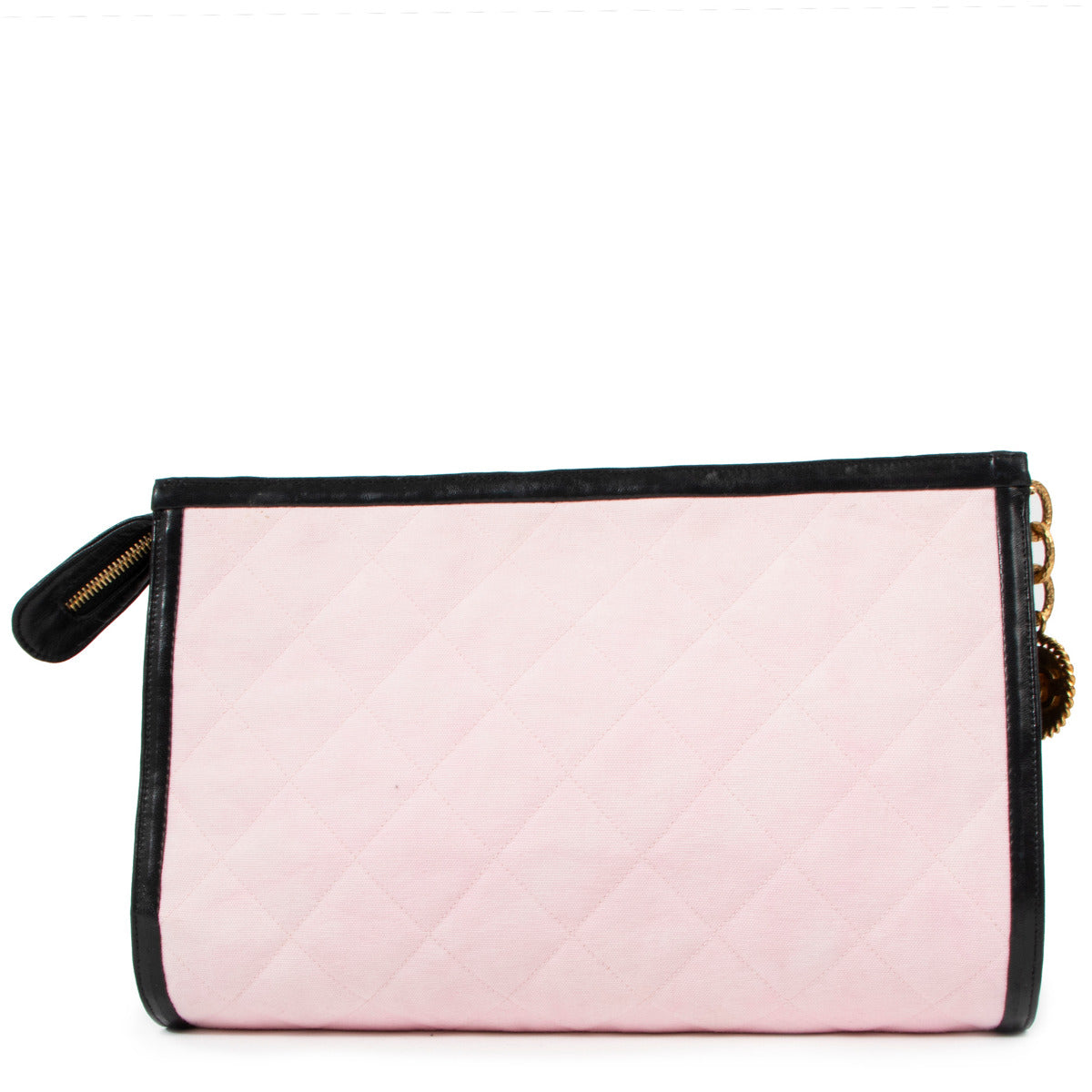 Chanel Vintage CC Medaillon Pink Canvas Clutch
