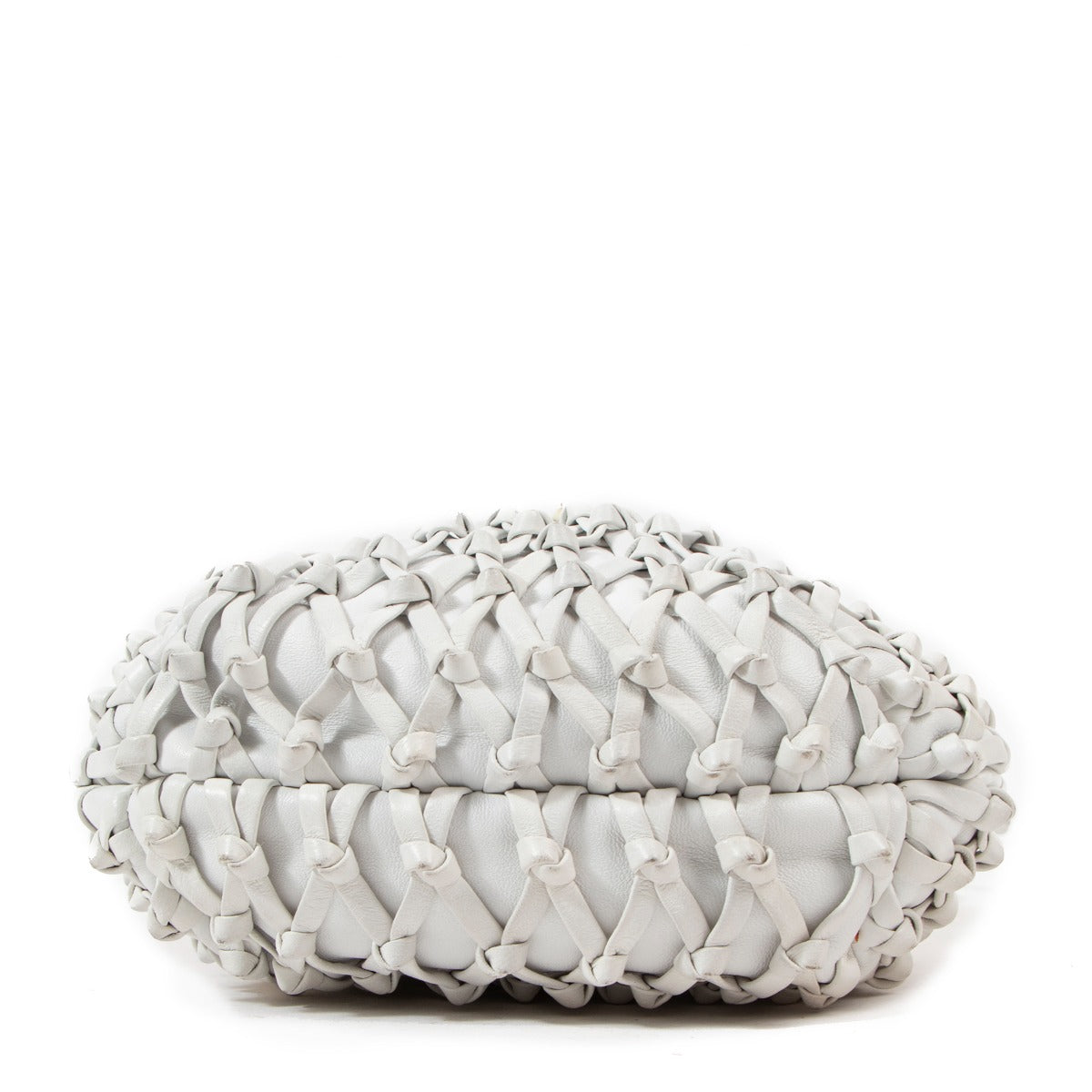Chanel Vintage White Woven Leather Tassel Bucket Bag