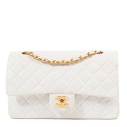 Chanel Vintage White Lambskin Medium Classic Flap Bag