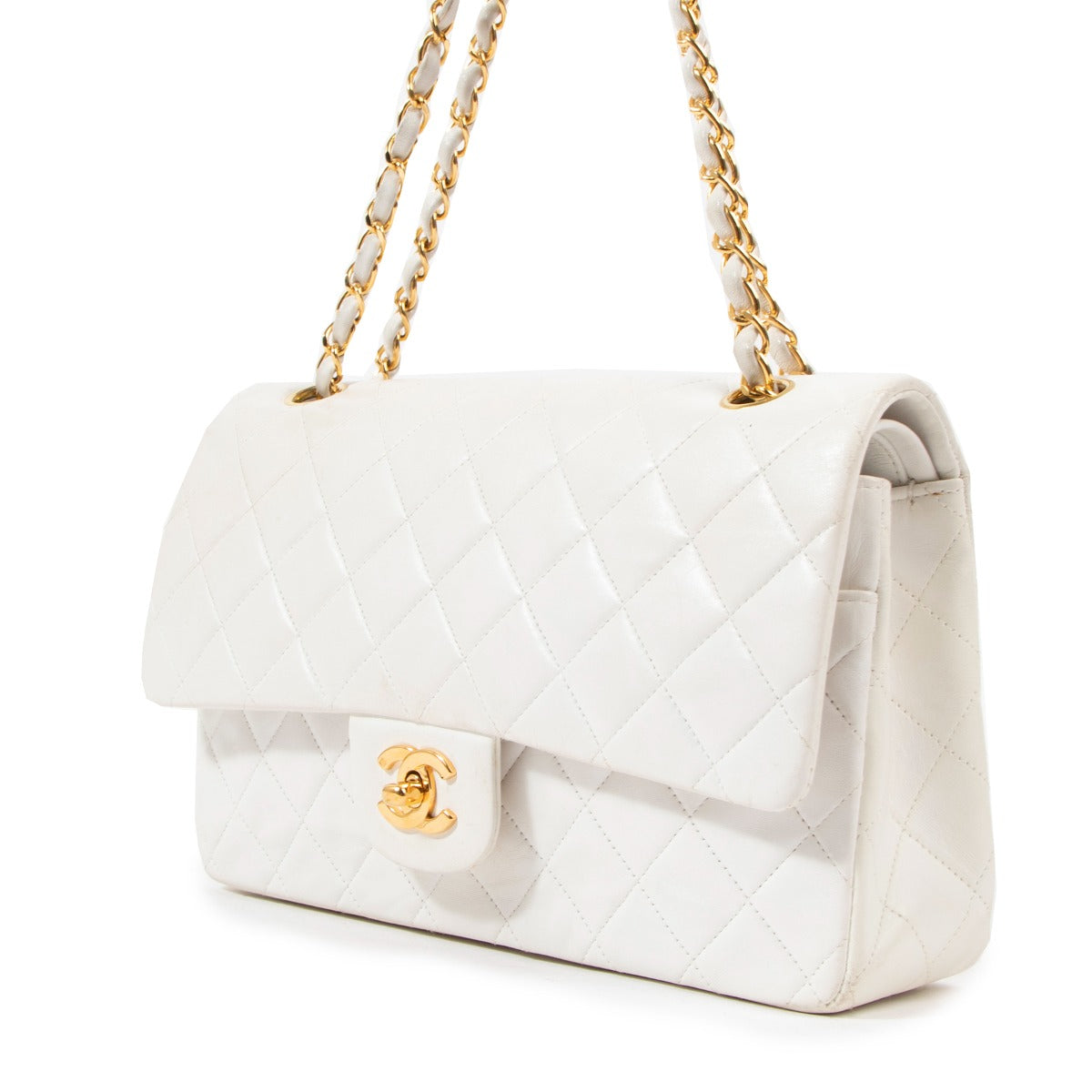 Chanel Vintage Witte Medium Classic Flap Bag