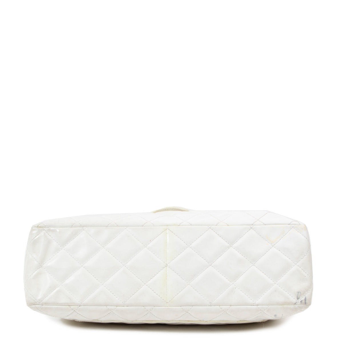 Chanel Vintage White Polyester Jumbo Classic Flap Bag