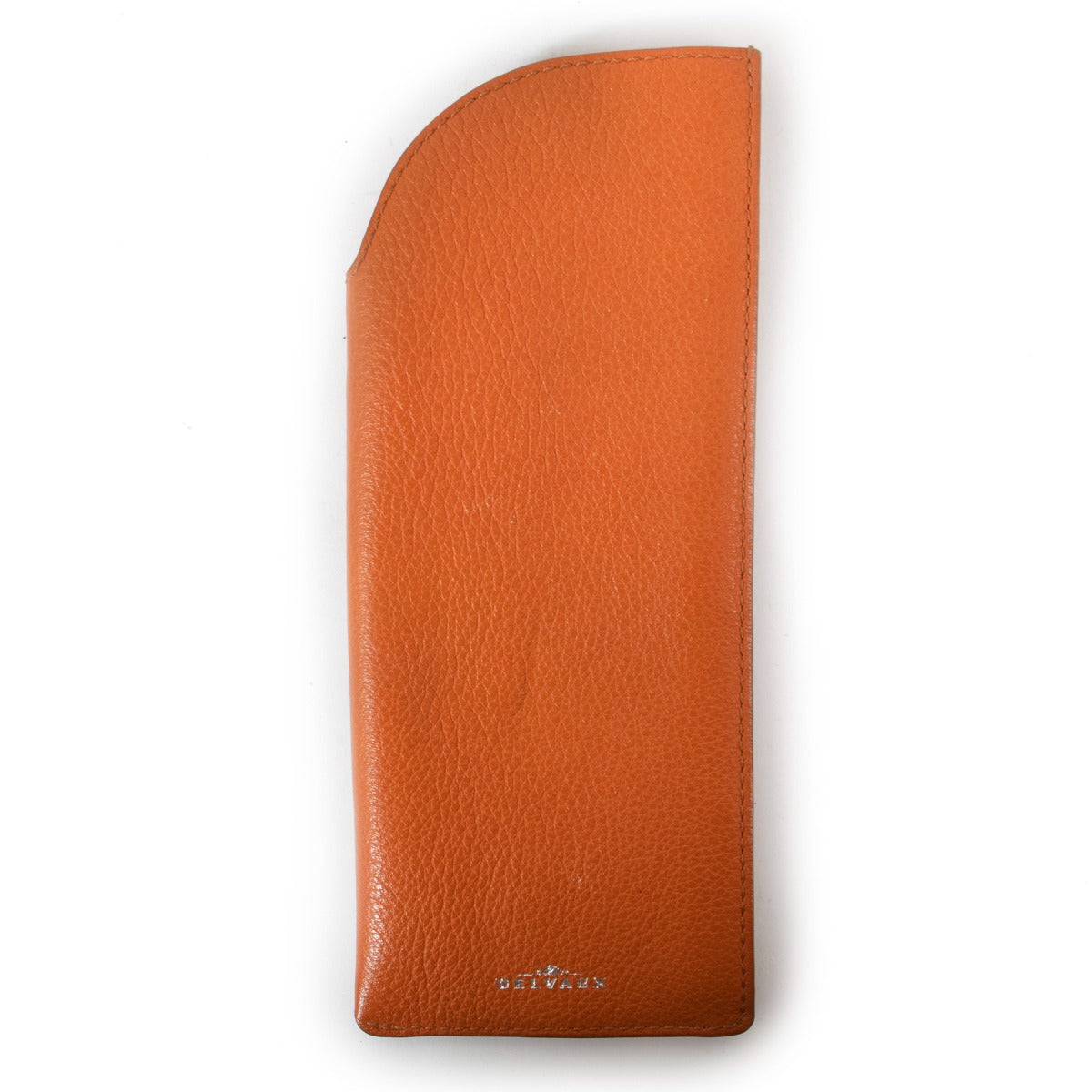 Delvaux Orange Leather Glasses Case Pouch