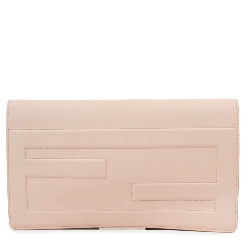 Fendi Nude Leather Tube Macro Clutch