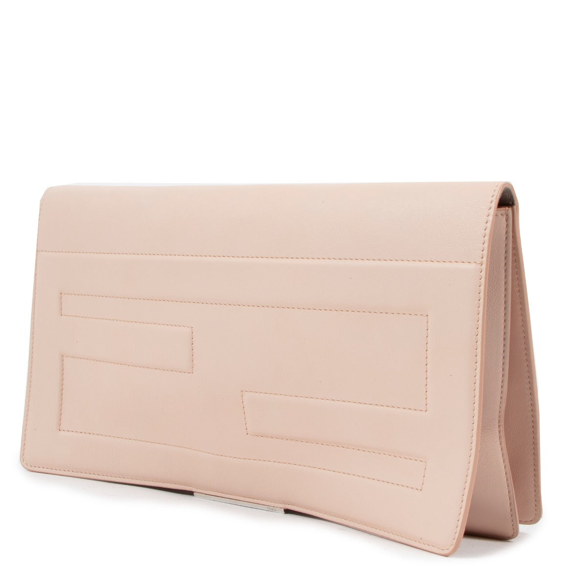Fendi Nude Leather Tube Macro Clutch