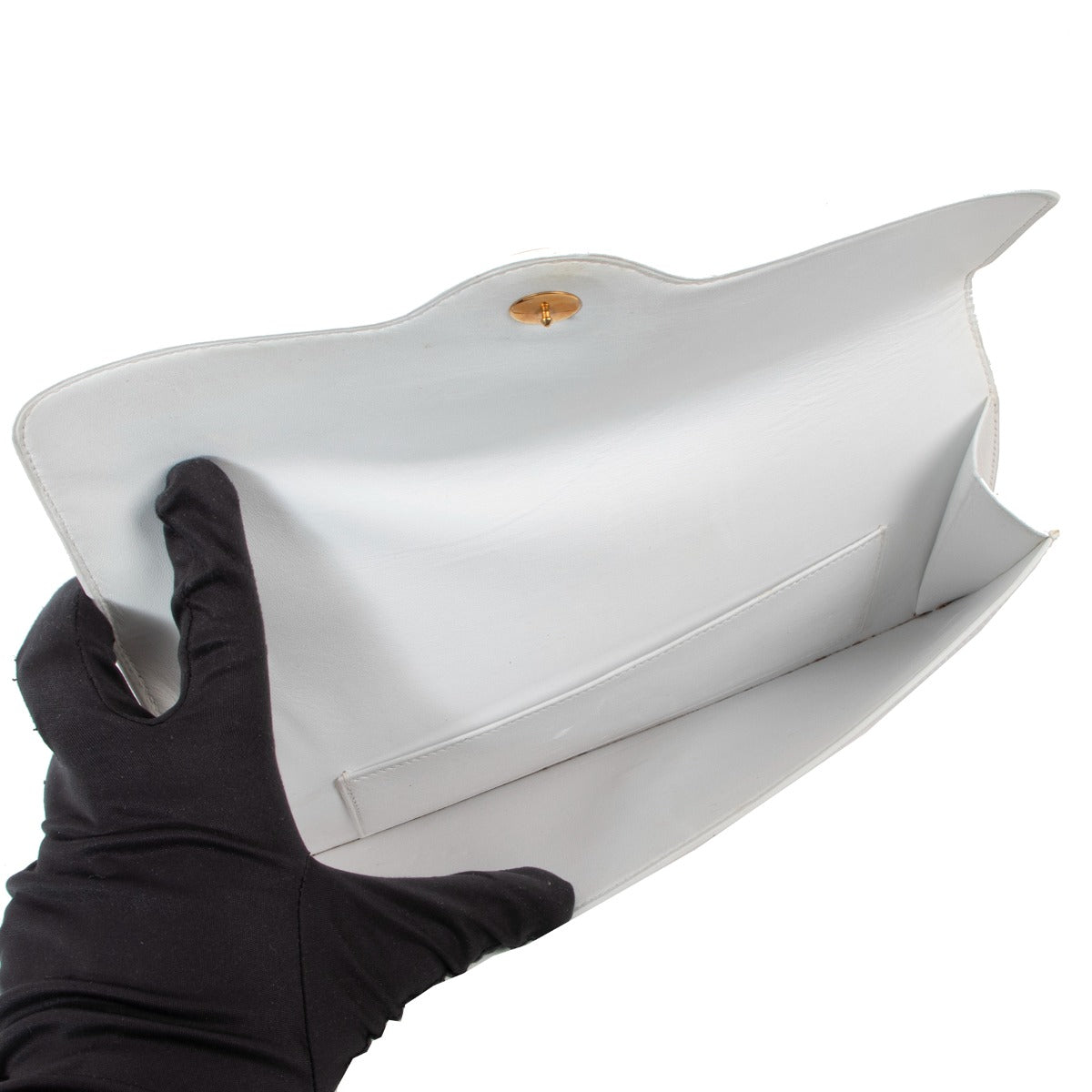 Hermès 1992 Logo Plate White Vintage Clutch