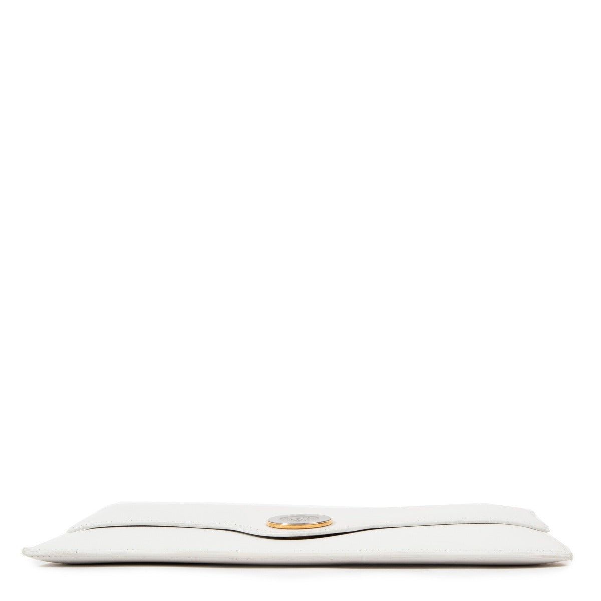 Hermès 1992 Logo Plate White Vintage Clutch