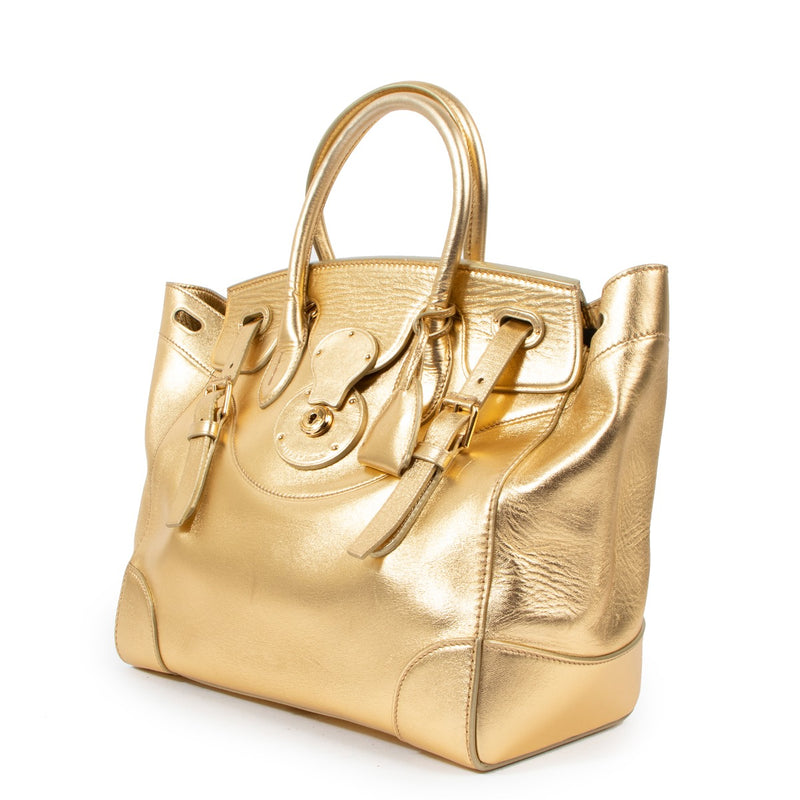 Ralph Lauren Collection Soft Ricky 33 Metallic Gold Bag