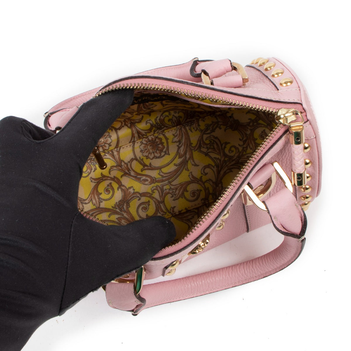 Versace Pink Leather Mini Boston Bag