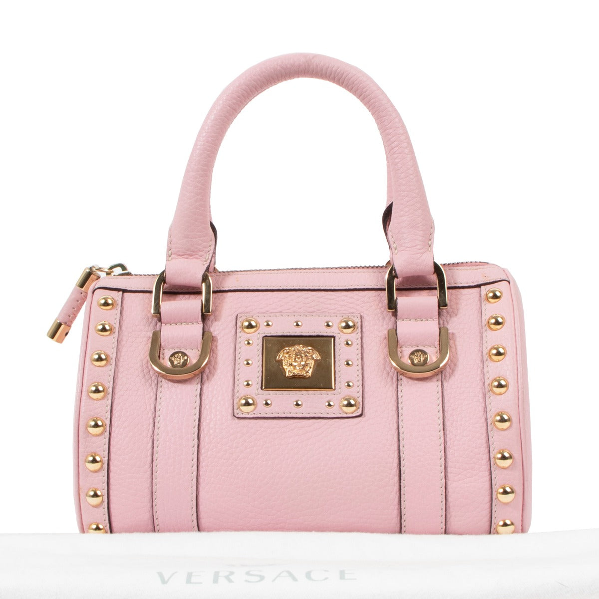Versace Pink Leather Mini Boston Bag